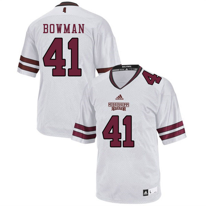 Men #41 Reed Bowman Mississippi State Bulldogs College Football Jerseys Sale-White